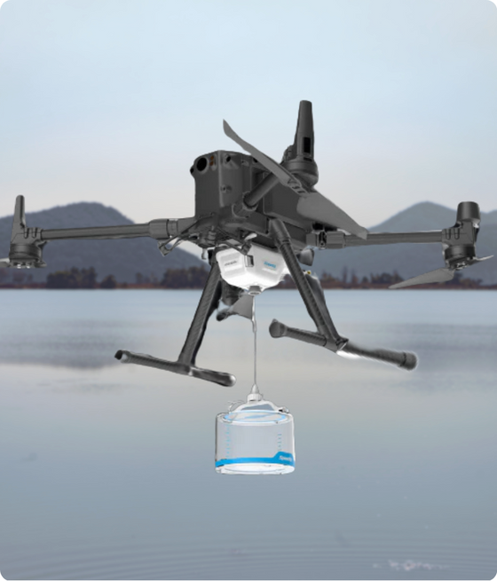 Water sampling system on drone