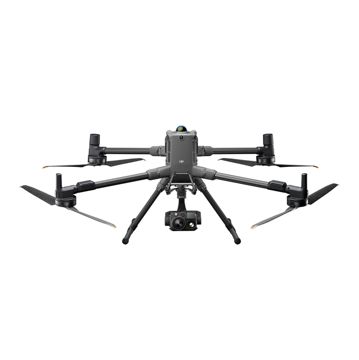 DJI Matrice 400 enterprise drone in flight over a Canadian industrial site