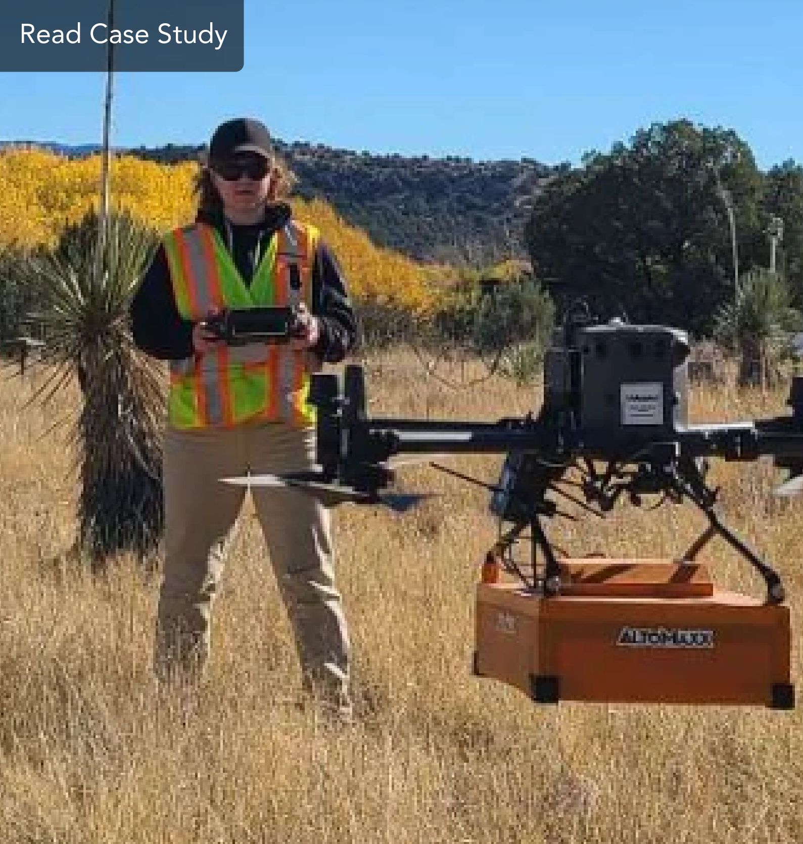 Drone operator and DJI drone with GPR