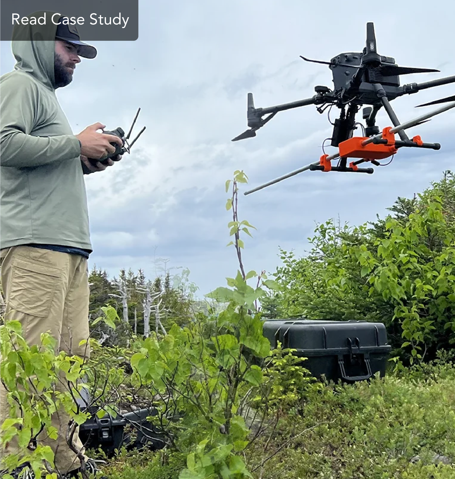 Man operating a drone with GPR